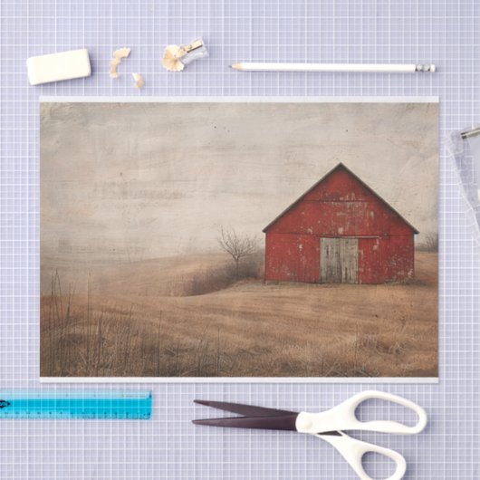 Rode Schuur Rustieke  Schilderij Decoupage Tissuepapier (Craft)