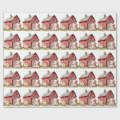 Rode schuur Schattigee Koe Chicken Boy Verjaardag  Cadeaupapier (Vlak)