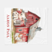 Rode schuur Schattigee Koe Chicken Boy Verjaardag  Fleece Deken (Voorkant (Horizontaal))