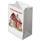 Rode schuur Schattigee Koe Chicken Boy Verjaardags Medium Cadeauzakje (Voorkant Gekanteld)