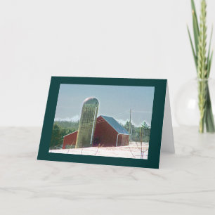 Rode Schuur & Silo in Sneeuw Kaart