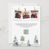 Rode Schuur Winter Kerstmis QR Code Foto Bruiloft Save The Date (Achterkant)