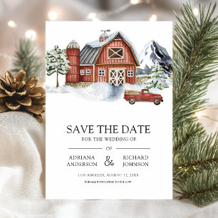 Rode Schuur Winter Kerstmis QR Code Foto Bruiloft Save The Date