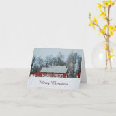 Rode Schuur Winter Scene Kerst Kaart (Gele Bloem)