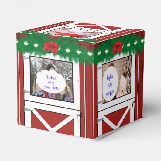 Rode Schuurdeur 5 Foto Aangepaste Gift / Favor Box Bedankdoosjes (Achterkant)