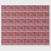 Rode schuurdeur met kerstgrenen krans cadeaupapier (Vlak)