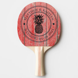 Rode Schuurplanken Ananas Trouw Crest & Namen Tafeltennisbatje