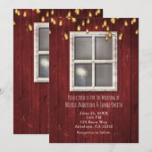 Rode Schuurraam & Lichten Rustieke Uitnodigingen (Voorkant / Achterkant)