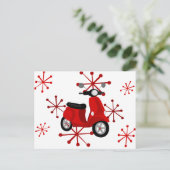 Rode scooter briefkaart (Staand voorkant)