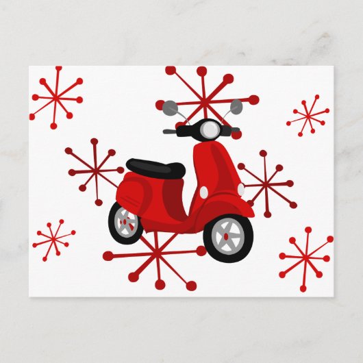 Rode scooter briefkaart (Voorkant)