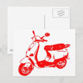 Rode scooter briefkaart (Voorkant / Achterkant)
