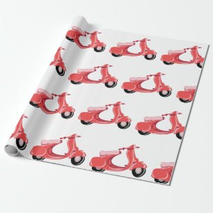 Rode scooter cadeaupapier