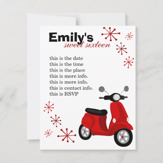 Rode scooter kaart (Voorkant)