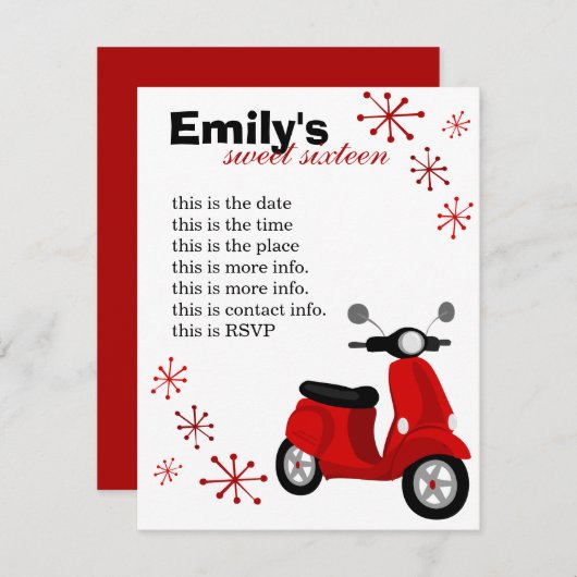 Rode scooter kaart (Voorkant / Achterkant)