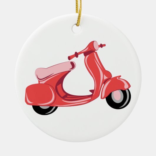 Rode scooter keramisch ornament (Voorkant)