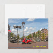 Rode scooter op de brug over de Brouwersgracht Feestdagenkaart (Voorkant / Achterkant)