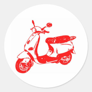 Rode scooter ronde sticker