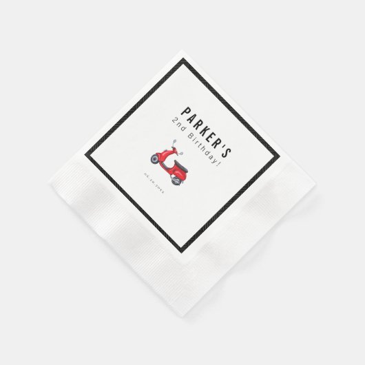 Rode scooter Theme Birthday Servet (Hoek)