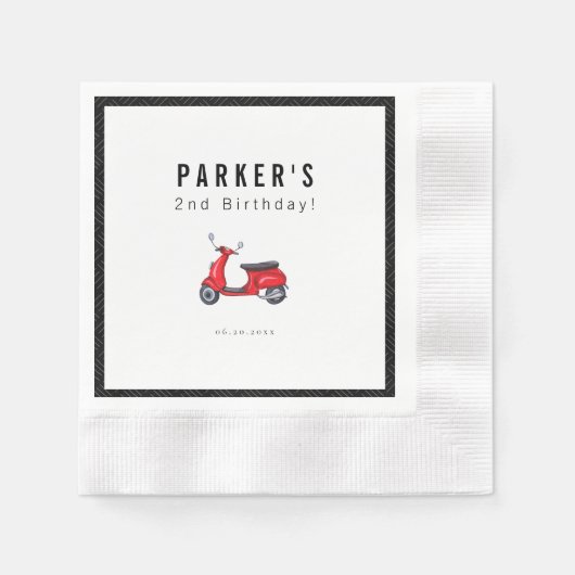 Rode scooter Theme Birthday Servet (Voorkant)