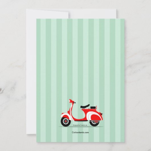 Rode scooter-uitnodiging kaart (Achterkant)