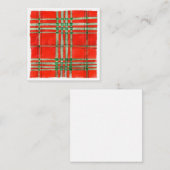 RODE SCOTT TARTAN 2,5" vierkante vlakke Kaart II Notitiekaartje (Voorkant / Achterkant)