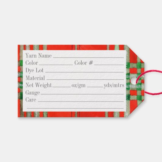 RODE SCOTT TARTAN 3.5 "x2" garen Labels Cadeaulabel (Voorkant (Horizontaal))