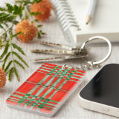 RODE SCOTT TARTAN Acryl Rechthoek Sleutelhanger (Voorkant Rechts)