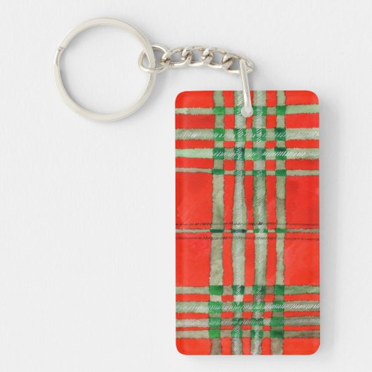 RODE SCOTT TARTAN Acryl Rechthoek Sleutelhanger (Voorkant)