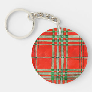 RODE SCOTT TARTAN acryl ronde Sleutelhanger