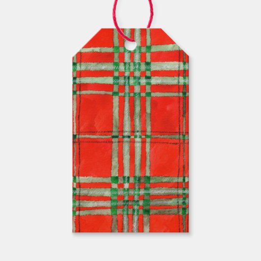 RODE SCOTT TARTAN Cadeaubijslabjes Cadeaulabel (Voorkant)