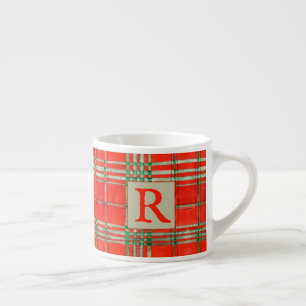 RODE SCOTT TARTAN Espresso Cup + Initiaal Kop
