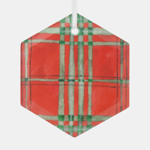 RODE SCOTT TARTAN Glas Zeshoekige Ornament