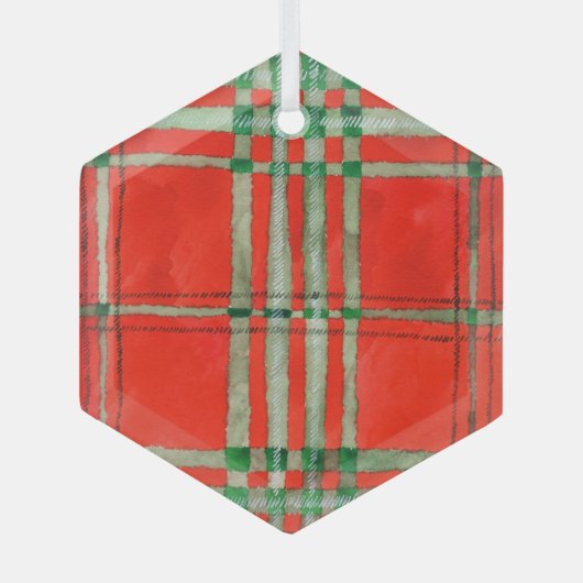 RODE SCOTT TARTAN Glas Zeshoekige Ornament (Voorkant)