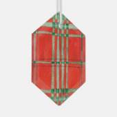 RODE SCOTT TARTAN Glas Zeshoekige Ornament (Voorkant Rechts)