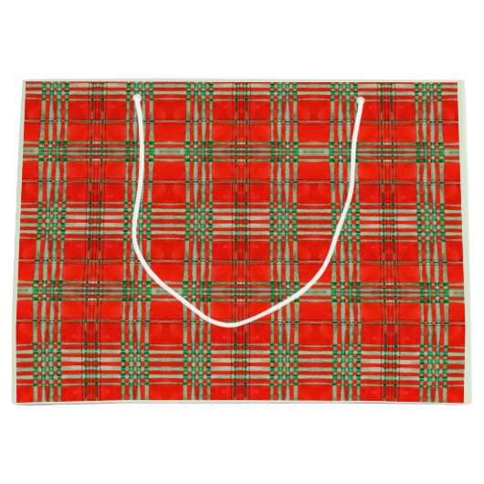 RODE SCOTT TARTAN Grote Gift Bag Groot Cadeauzakje (Voorkant)