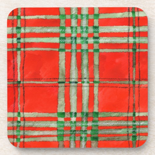 RODE SCOTT TARTAN Harde Plastic Onderzetters (Voorkant)