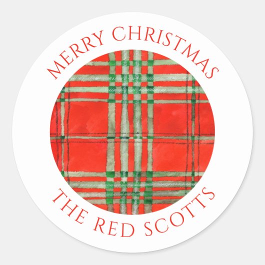 RODE SCOTT TARTAN Kleine ronde envelop afdichtinge Sticker (Voorkant)