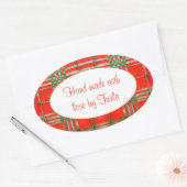 RODE SCOTT TARTAN Ovale "Handgemaakte" Stickers (Envelop)