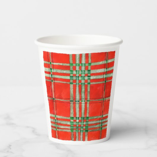 RODE SCOTT TARTAN papieren bekers (Achterkant)