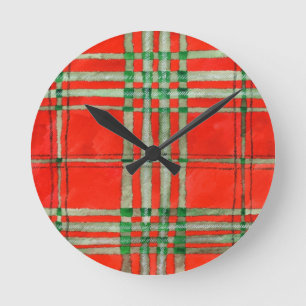 RODE SCOTT TARTAN Ronde Acryl Wandklok