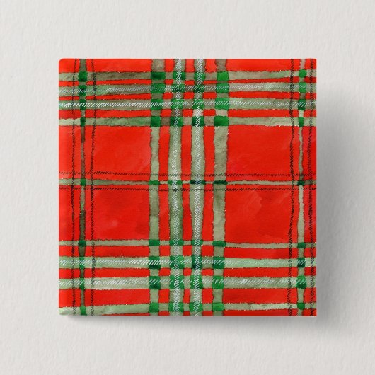 RODE SCOTT TARTAN Square Pin Button (Voorkant)