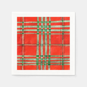 RODE SCOTT TARTAN Standaard Cocktaillinservetten Servet