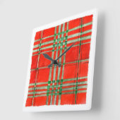 RODE SCOTT TARTAN Vierkante Acryl Wandklok (Hoek)