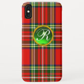 RODE SCOTTISH TARTAN EN GROENE GEMSTONMONOGRAM Case-Mate iPhone CASE (Achterkant)