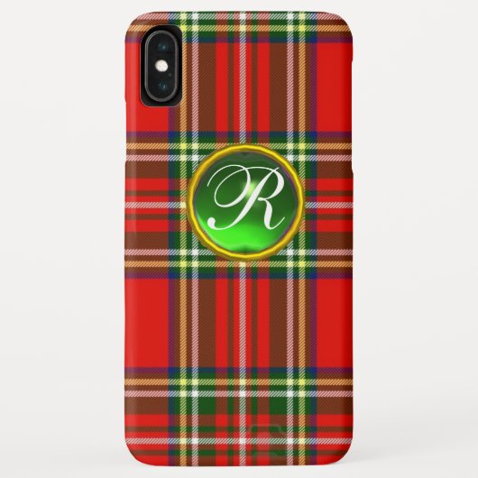 RODE SCOTTISH TARTAN EN GROENE GEMSTONMONOGRAM Case-Mate iPhone CASE (Achterkant)