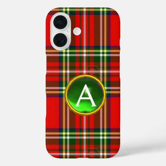 RODE SCOTTISH TARTAN EN GROENE GEMSTONMONOGRAM Case-Mate iPhone CASE (Achterkant)