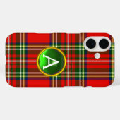 RODE SCOTTISH TARTAN EN GROENE GEMSTONMONOGRAM Case-Mate iPhone CASE (Achterkant (horizontaal))
