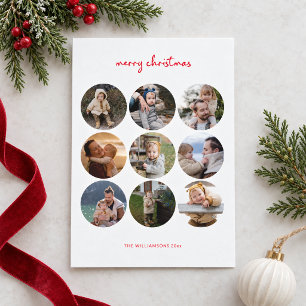 Rode Script 9 Cirkel Fotorooster Prettig Kerstfees Feestdagenkaart