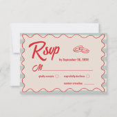Rode Script Blauwe Aquarel QR Code Retro Bruiloft RSVP Kaartje (Voorkant)