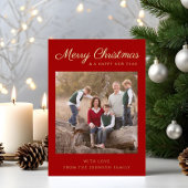 Rode Script Foto Kerst Goud Folie Vakantiekaart Uitnodiging